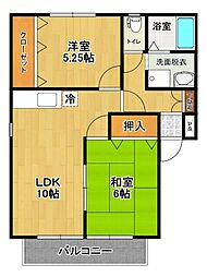 エスポワール石堂A棟 2LDKの間取図画像