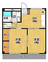 コーポシティパーク 2DKの間取図画像