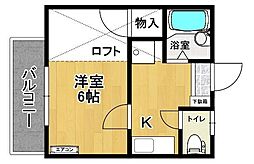 トピア郡山A棟 1Kの間取図画像