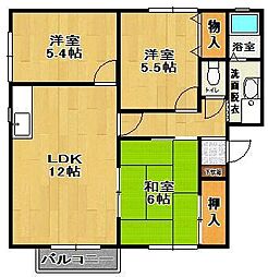 パセオガーデンB 3LDKの間取図画像