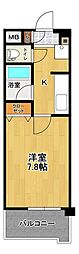 プラシード昭和 1Kの間取図画像