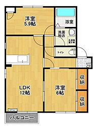 ヴォンメゾンGASHOC 2LDKの間取図画像