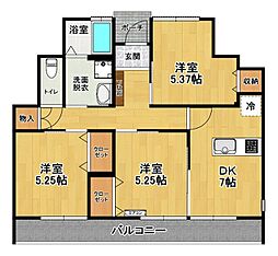 チャンドゥM 3DKの間取図画像