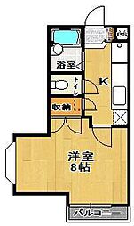 パレスハウス3 1Kの間取図画像