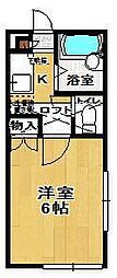 パルーム開成A 1Kの間取図画像