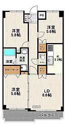 アネックス郡山 3LDKの間取図画像