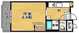 館アズビック 1Kの間取図画像