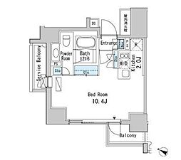 東急目黒線 不動前駅 徒歩7分の賃貸マンション 13階1Kの間取り