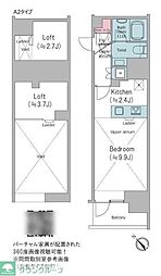 東京臨海高速鉄道りんかい線 大崎駅 徒歩7分の賃貸マンション 2階ワンルームの間取り