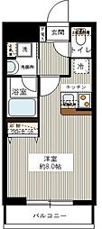 ハーモニーレジデンス大森山王♯002 ワンルームの間取図画像