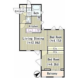 西馬込テラスコート 2LDKの間取図画像