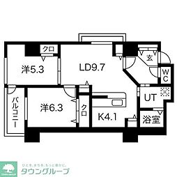 シティコート目黒2号棟 2LDKの間取図画像