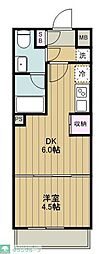 Prier Sanno 1DKの間取図画像