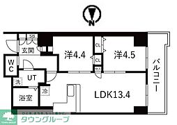 シティコート目黒2号棟 2LDKの間取図画像