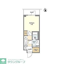 オーキッドレジデンス品川中延 1Kの間取図画像