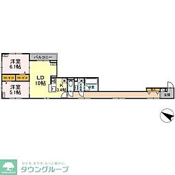セレスティア大森東 2LDKの間取図画像