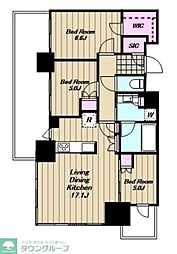 プラウドタワー小岩フロント 31階 3LDKの間取図画像