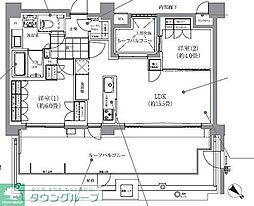 イニシアイオ武蔵小山 2LDKの間取図画像