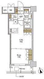 RJAPRECIA大森北 1LDKの間取図画像