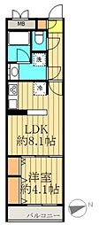 品川大井町スカイレジテル 1LDKの間取図画像