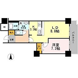 品川シーサイドビュータワー1 1LDKの間取図画像