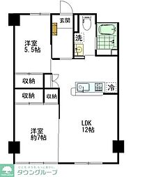 東急江田駅前ドエリング 2LDKの間取図画像