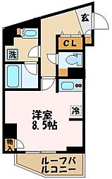 ヴィ・ド・カンパーニュ港北ル・ソレイユ ワンルームの間取図画像