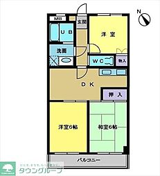 サンホワイト富士見が丘 3DKの間取図画像
