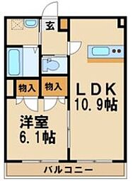 クレストコート中川 1LDKの間取図画像
