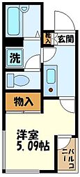 リーブラセンター北 1Kの間取図画像