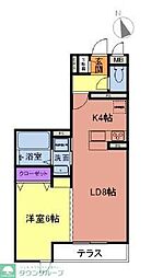 サニーウェルくぬぎ坂1 1LDKの間取図画像