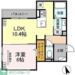 シェーンブルーメ横浜 1LDKの間取図画像