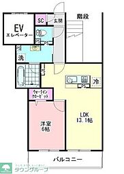 ホワイトローズ 1LDKの間取図画像