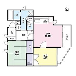 あざみ野ハイム 2LDKの間取図画像