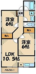 クレドール共栄 2LDKの間取図画像