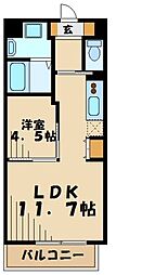ヴィラグローリア 1LDKの間取図画像