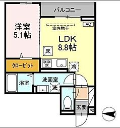 レ・プリューム 1LDKの間取図画像