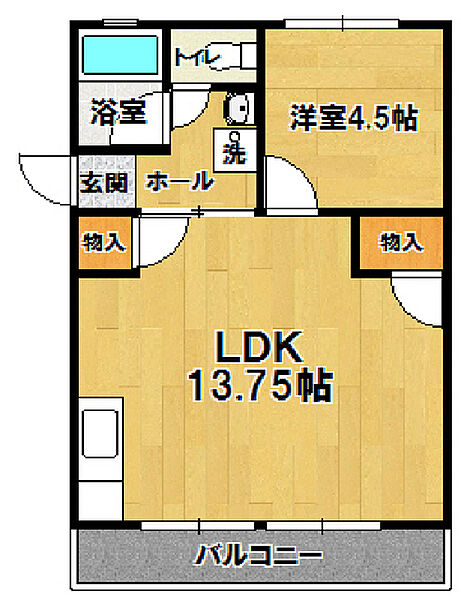 学園ペアシティ 103｜茨城県つくば市花畑1丁目(賃貸マンション1LDK・3階・44.00㎡)の写真 その2