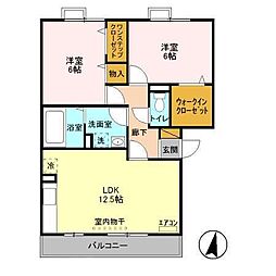 カーサフェリーチェA 2LDKの間取図画像
