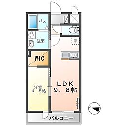 つくば市酒丸新築アパート 1LDKの間取図画像