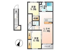 ｕｎ ｊｏｕｒ Ｃ 203 ｜ 茨城県つくば市学園の森3丁目12-11（賃貸アパート2LDK・2階・57.25㎡） その2