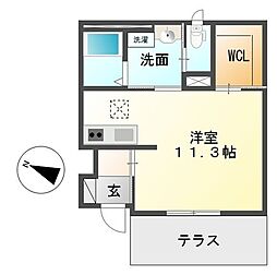 ブルームガーデンB ワンルームの間取図画像