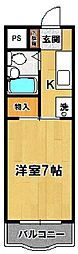 コーポルミエール 1Kの間取図画像