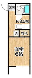 グリーンハイツD 1Kの間取図画像