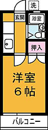 リバーマンション 1Kの間取図画像