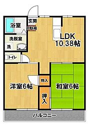 金子ハイツ 2LDKの間取図画像