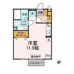 シャルマン2A ワンルームの間取図画像