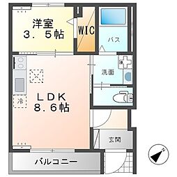 Kanon (カノン) 1LDKの間取図画像