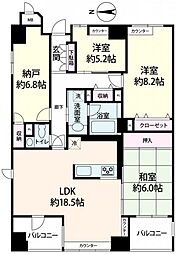 イトーピア長堀橋シェルクレール 3SLDKの間取図画像