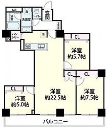 キングマンション堂島川 3LDKの間取図画像